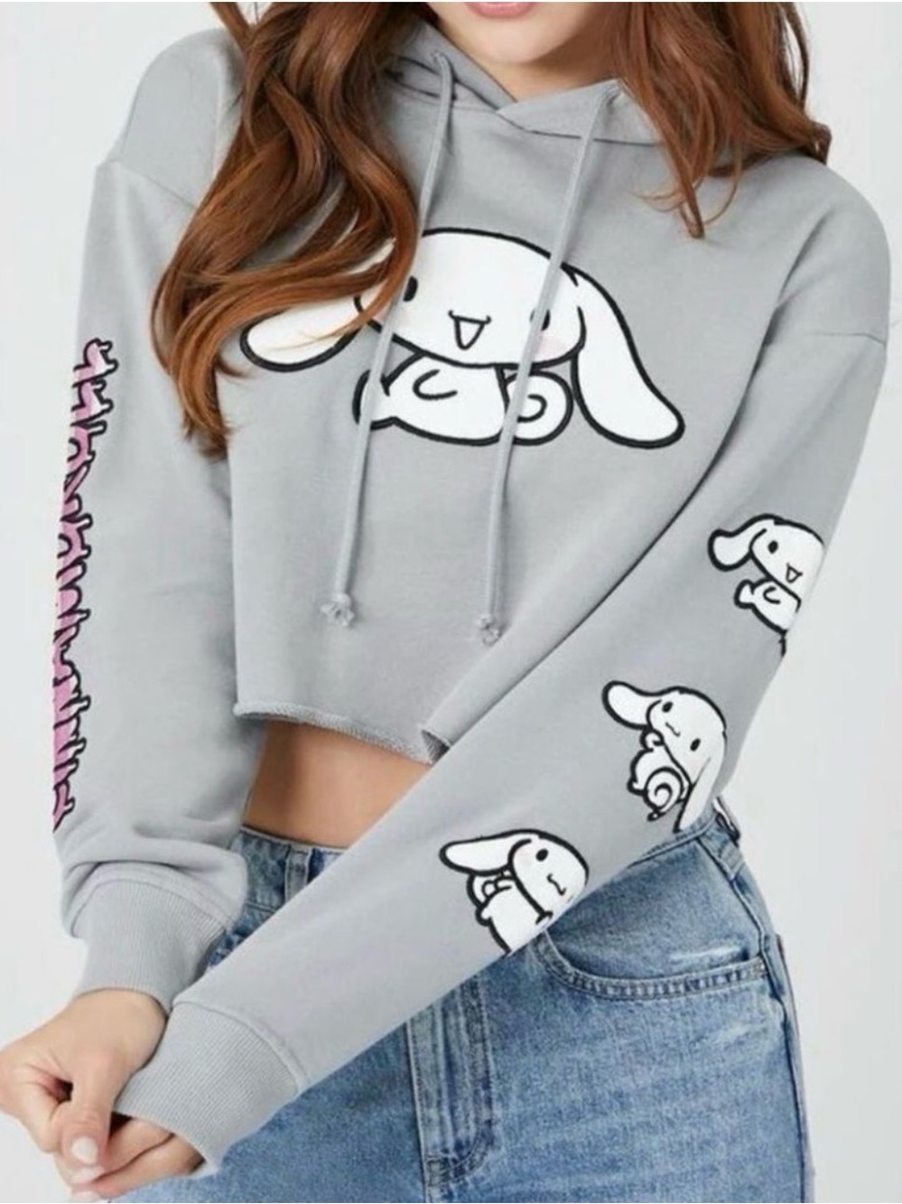 Forever 21 Hello Kitty & Friends Cinnamoroll Graphic Cropped Hoodie M